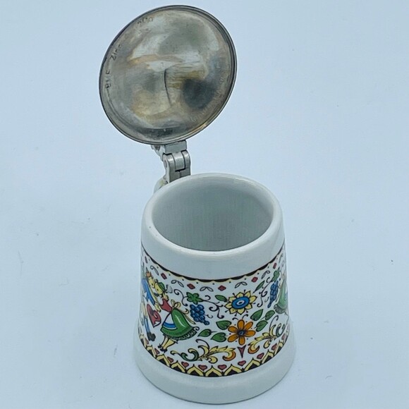 Vintage Mini Rein Zinn BMF West German Beer Stein w/ Pewter Lid Hearts Flowers - Picture 5 of 10